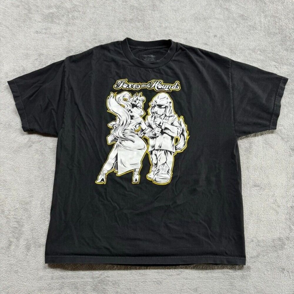 Foxes and Hounds T Shirt Mens 2XL Black Graphic T-Shirt XXL Streetwear Rap